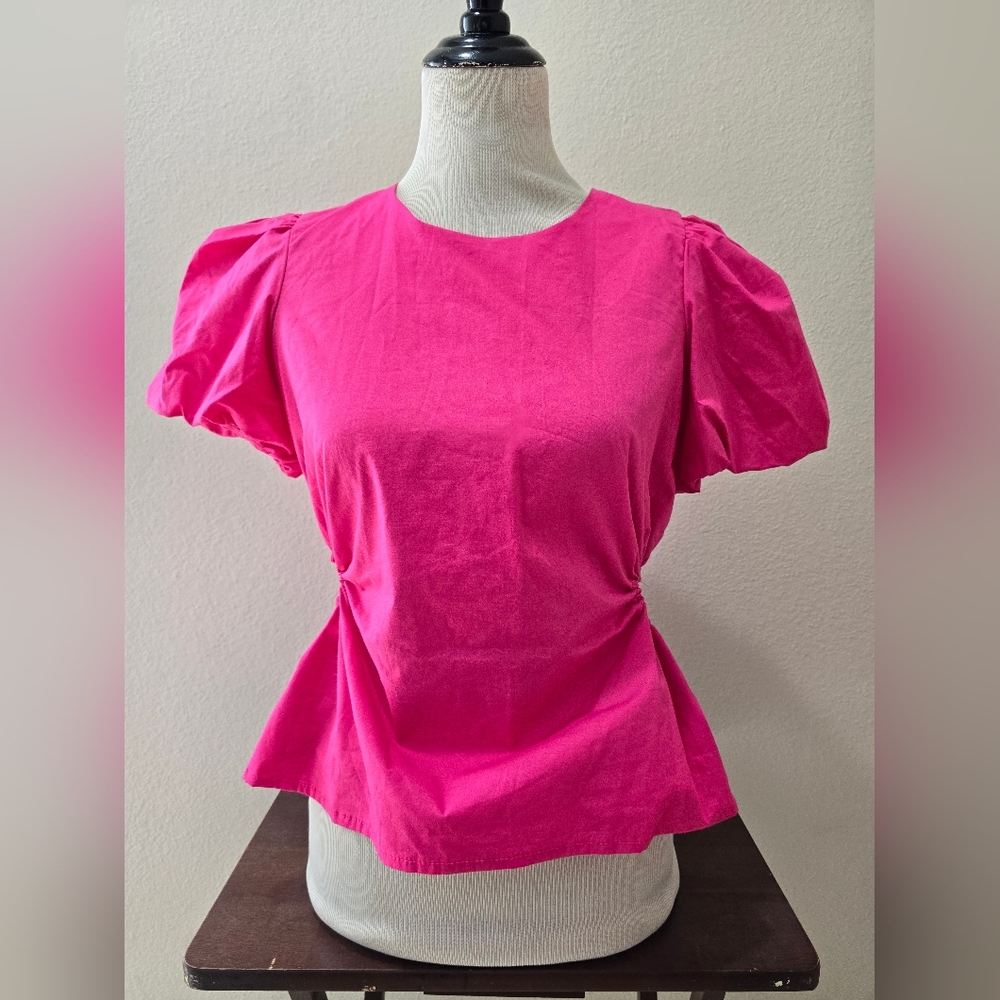 Pink Puff Sleeve Top
